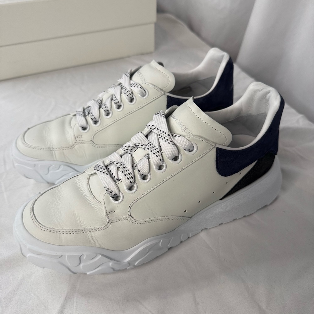Alexander McQueen New Court Eco White/Military Blue Men's Sneakers